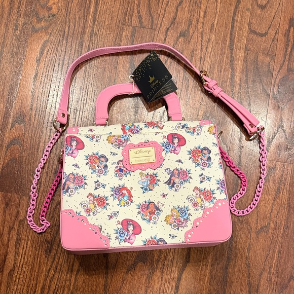 Loungefly Handbags - Loungefly Pink Floral Disney Character Top-Handle Satchel